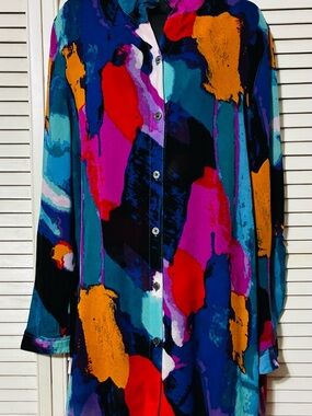 John Mark Red, Purple, Blue Multicolor tunic with side splits